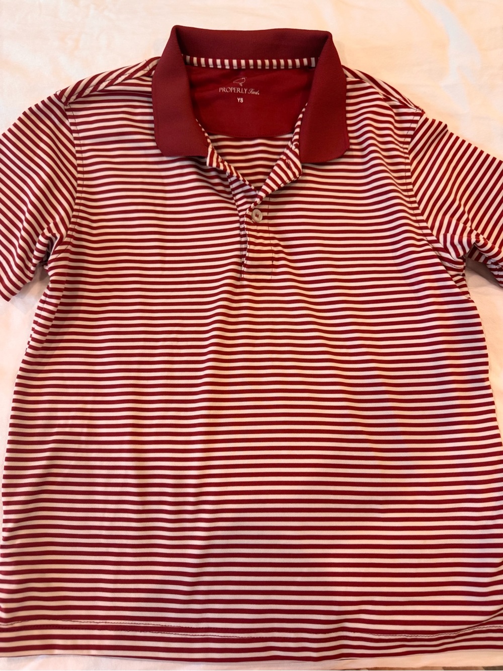 PROPERLY TIED Kids Red and White Striped Polo Shirt
